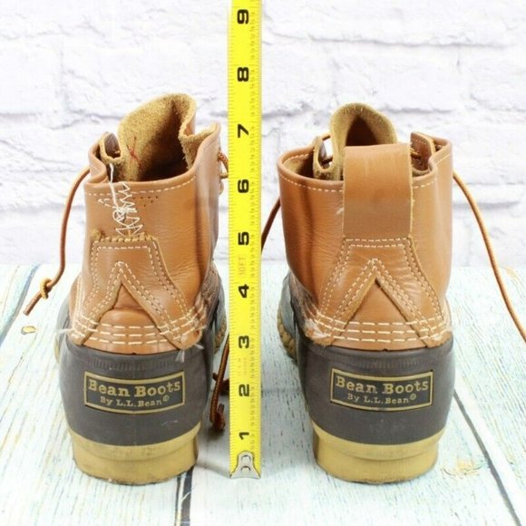 LL Bean Brown Leather Lace Up Round Toe Ankle Duck Boots Size 10 N (B) - Picture 6 of 9